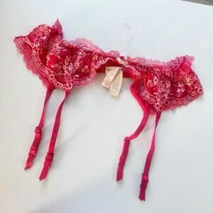 NWT Victoria's Secret VERY SEXY? Garter Belt M/L Red Ruby Rhinestone Lacey Y2K